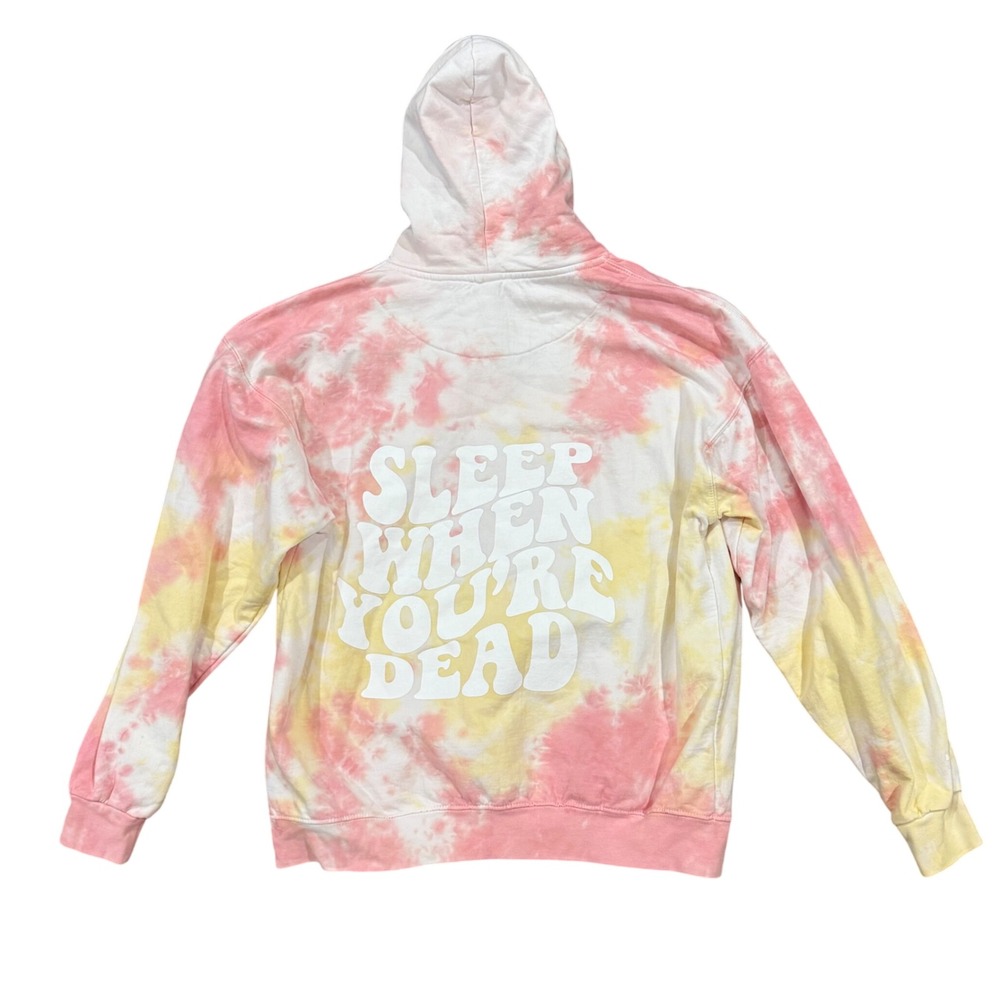 Barstool Tie Dye Hoodie Sweatshirt Sleep When Youre Dead Smiley Face L